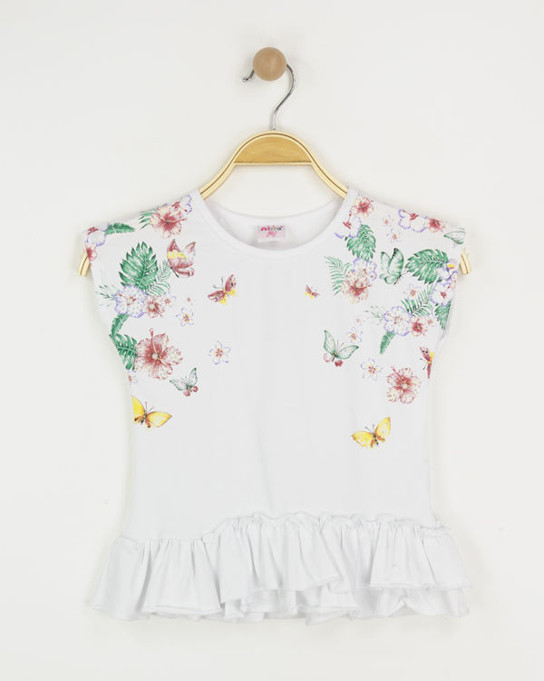 Picture of C1638-GIRLS COTTON TOP HAVING FLOWERS / BUTTERFLIES PATTERN